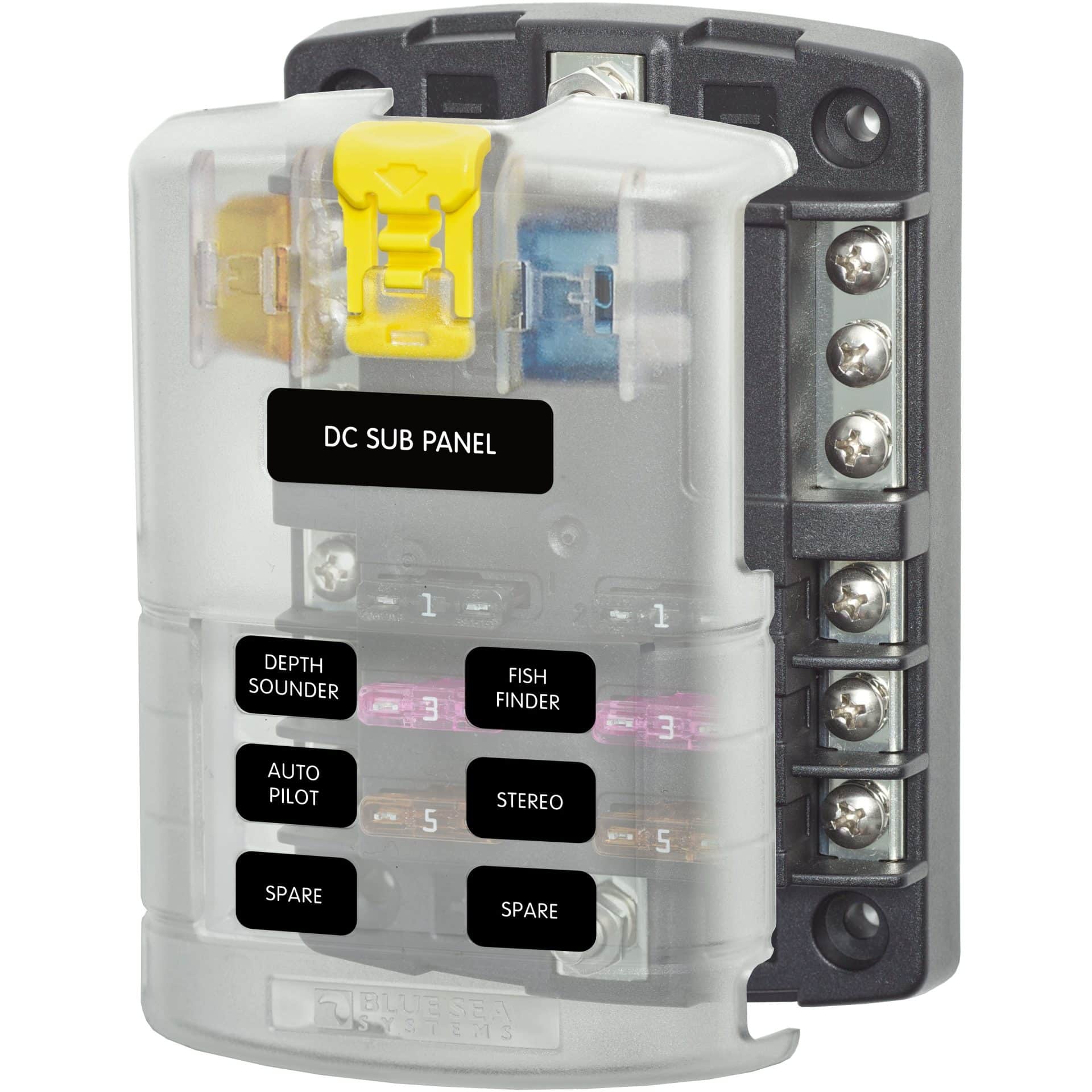 Blue Sea 5025 ST Blade Fuse Block - 6 Circuits with Negative Bus and Cover - Bulk Packaging