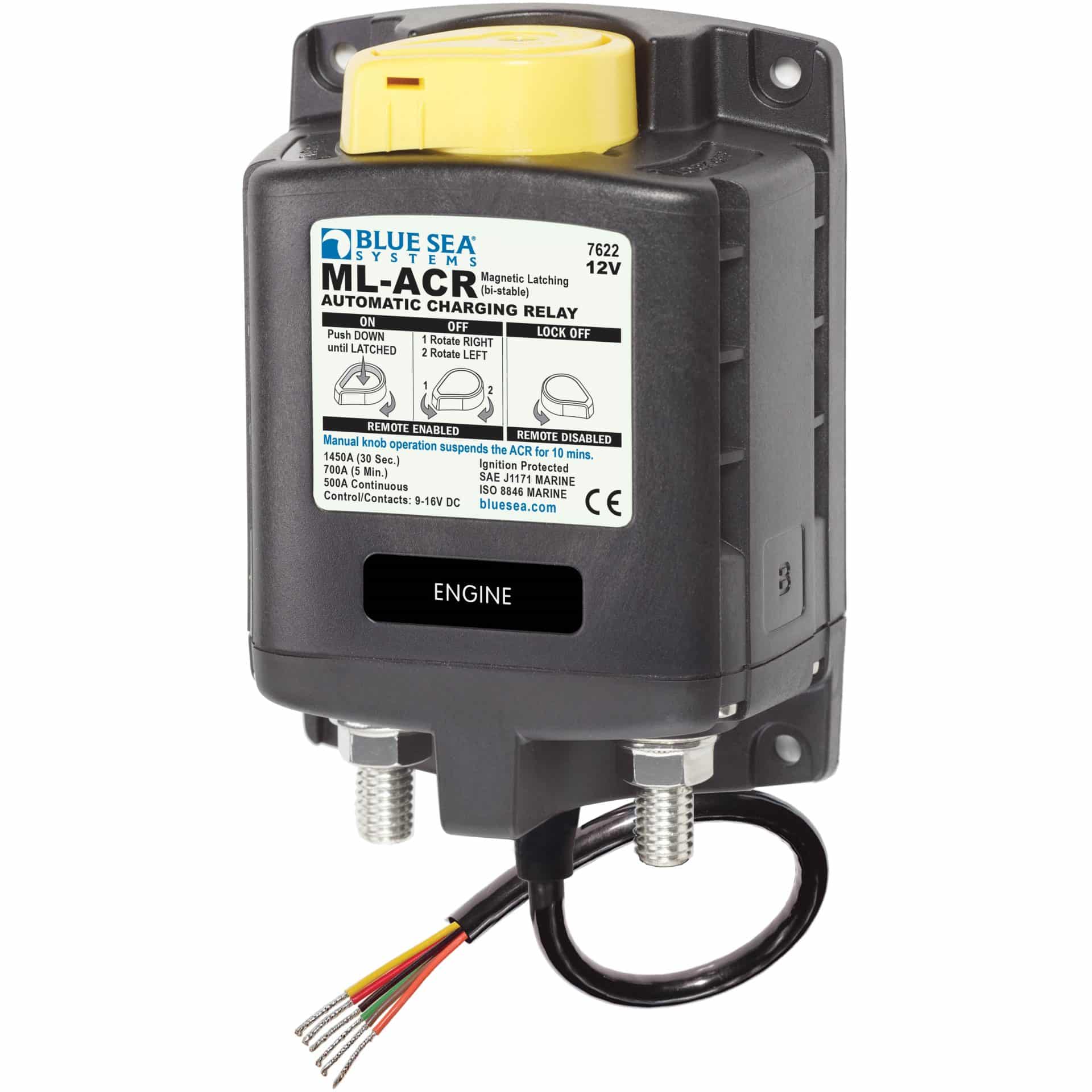 Blue Sea 7622B ML-ACR Automatic Charging Relay with Manual Control - 12V DC 500A