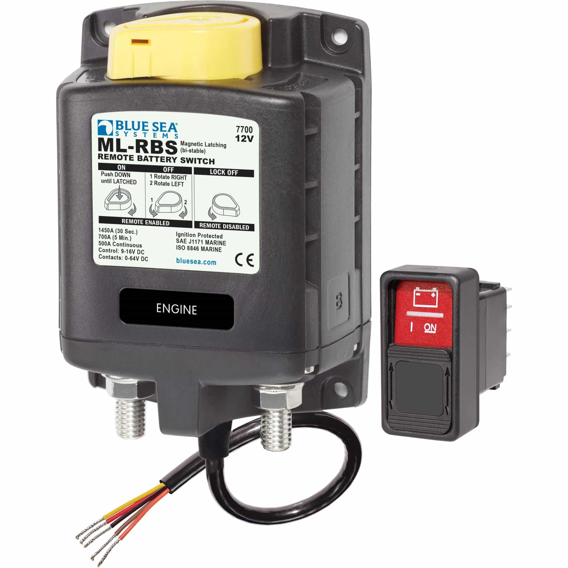 Blue Sea 7700 ML-RBS Remote Battery Switch with Manual Control - 12V DC 500A