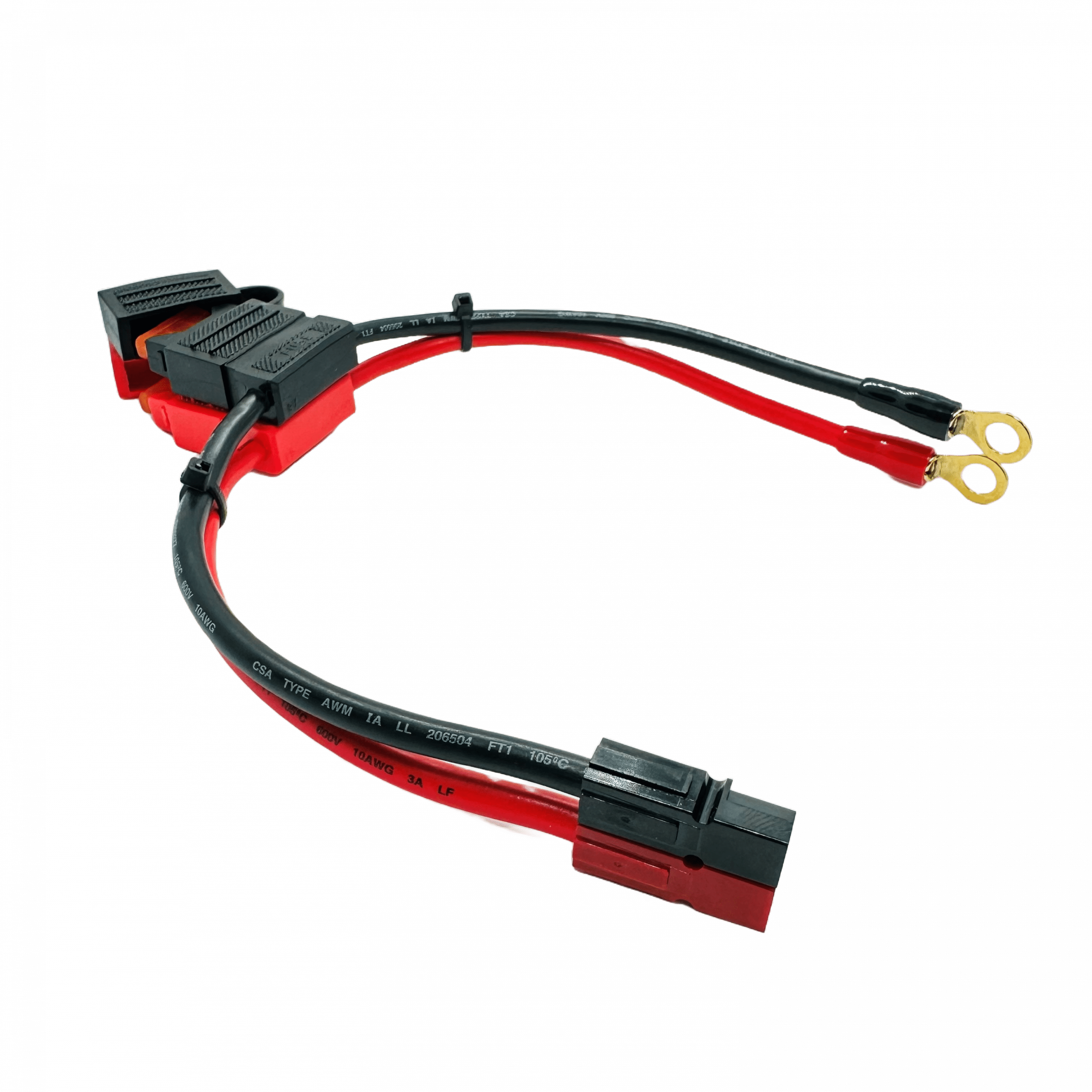 Powerpole® to 1/4 inGold Ring 40A ATO/ATC Inline Fused Adaptor Cable 10AWG