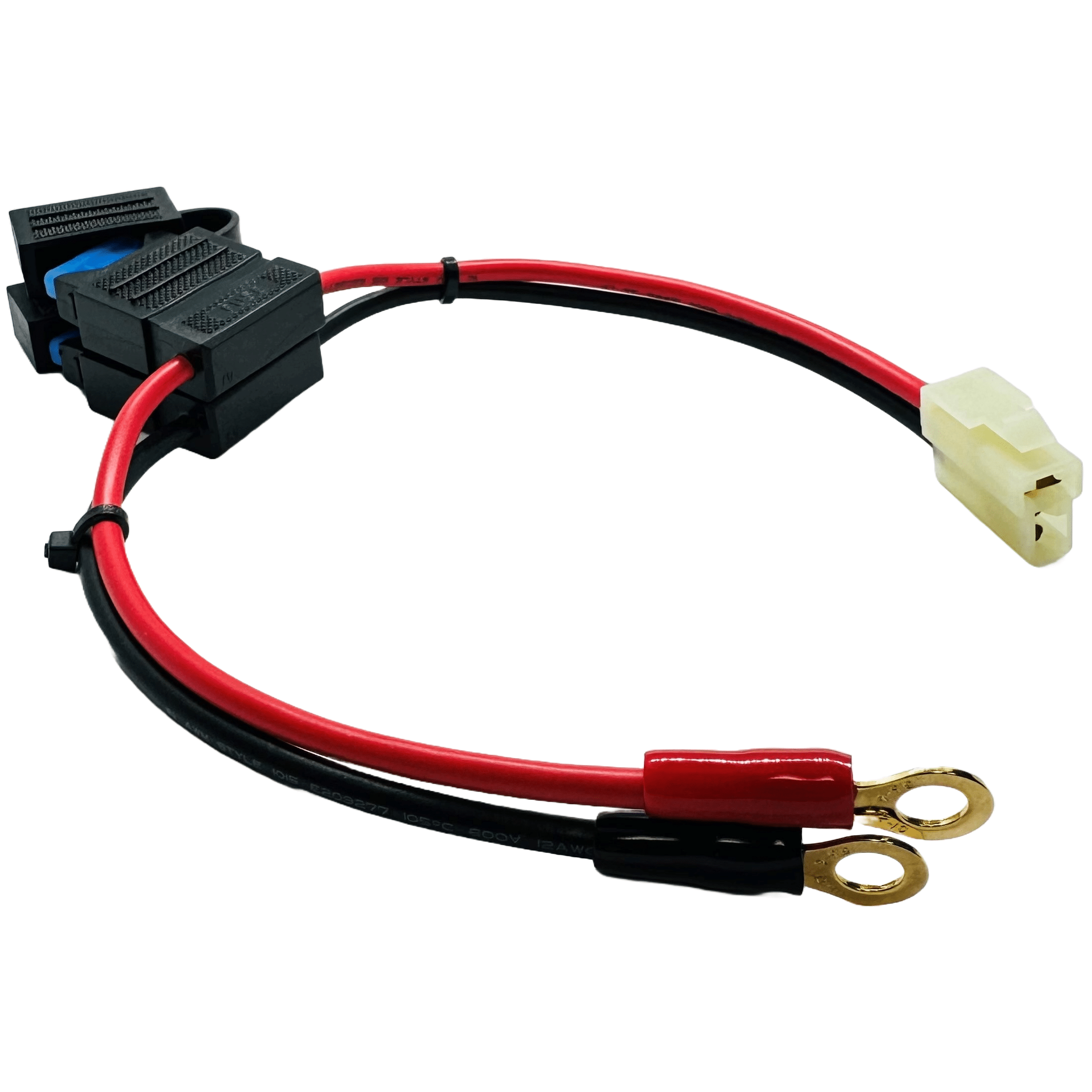 Fused T Style Connector to 1/4" Ring Adaptor Cable – 12AWG