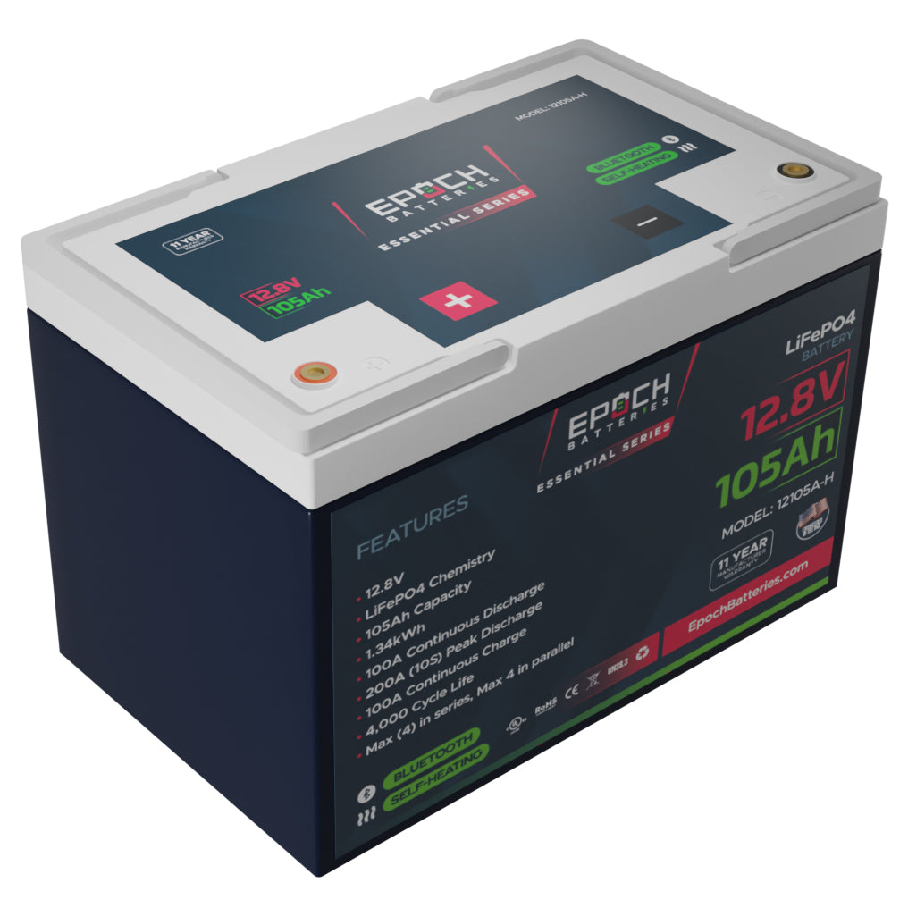 12V 105Ah (1.34kWh) Essential Series - Bluetooth & Heated LiFePO4 Battery - Image 2