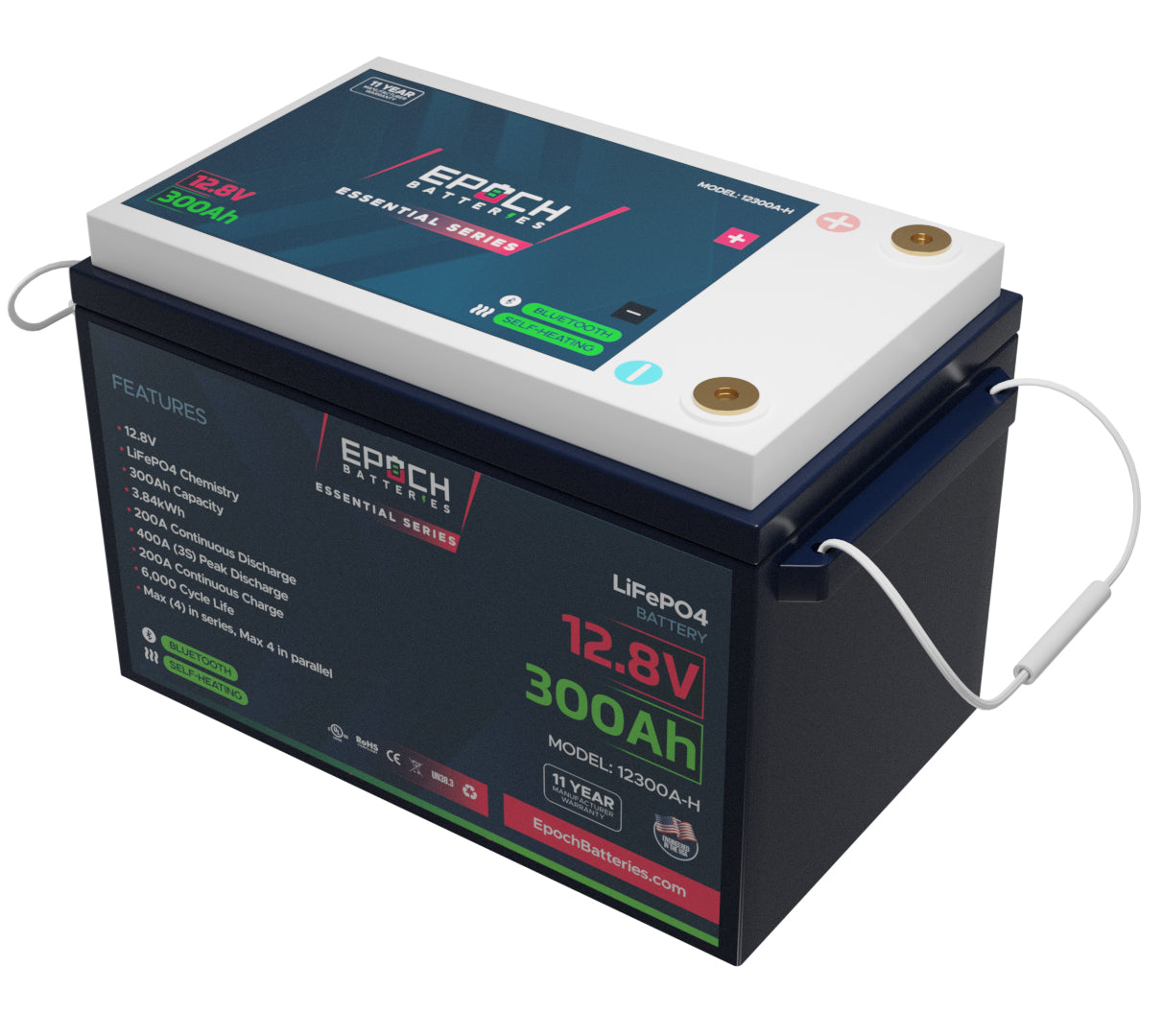 12V 300Ah (3.84kWh) Essential Series - Bluetooth & Heated LiFePO4 Battery - Image 2